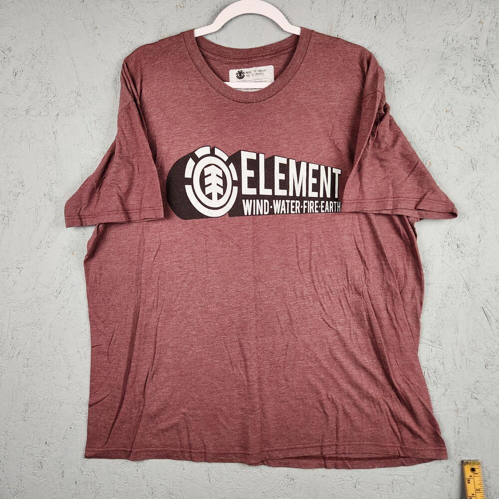 Element Shirt Mens 2XL Burgundy Wind Water Fire Earth Skateboard Graphic Tee